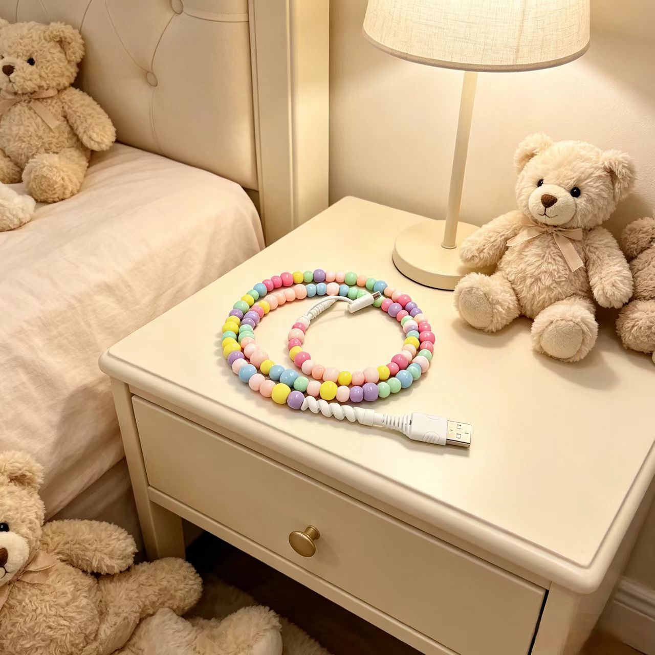2-in-1 Beaded Charging Cable - Type-C & Lightning