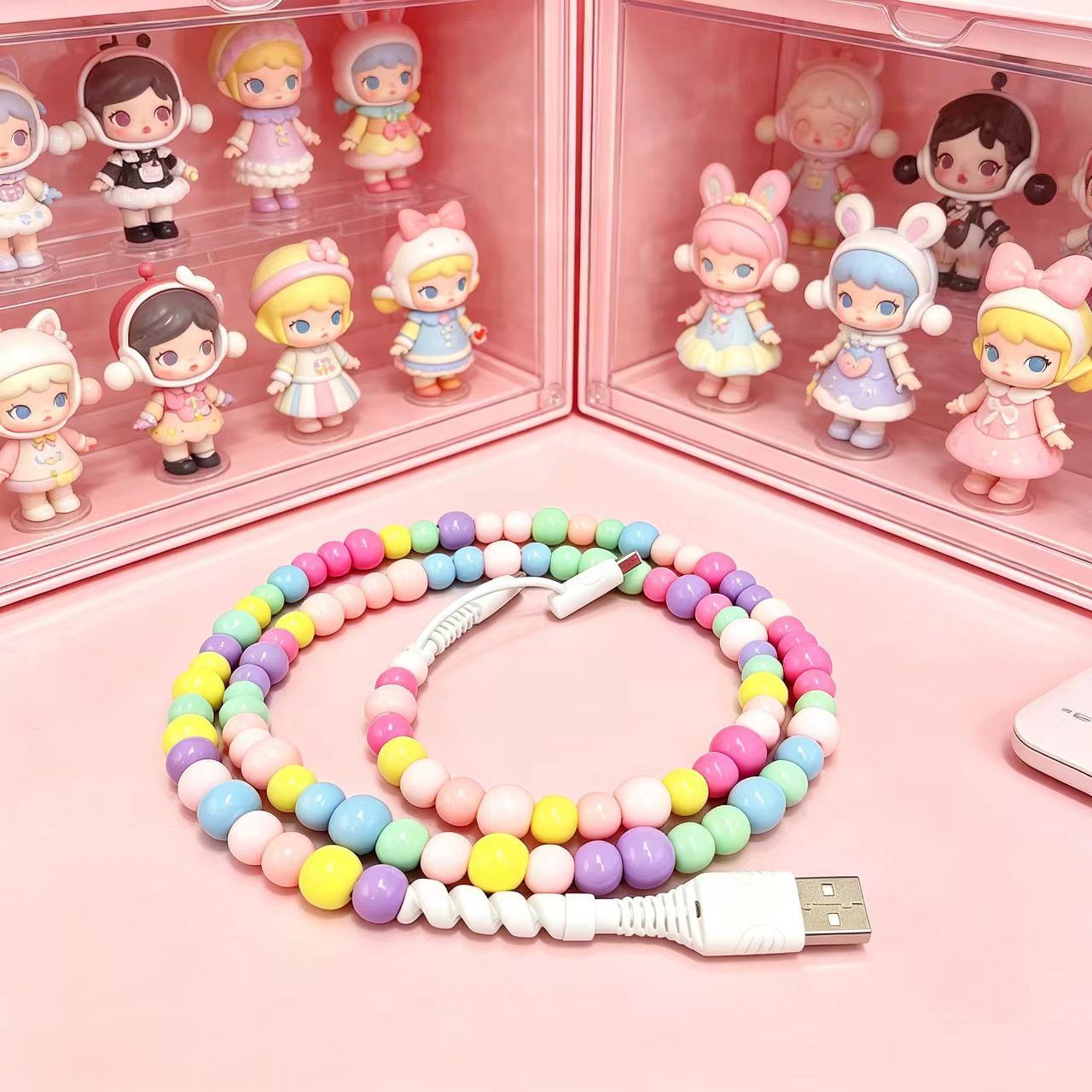 2-in-1 Beaded Charging Cable - Type-C & Lightning