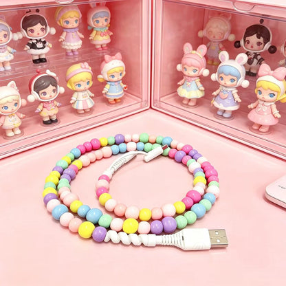 2-in-1 Beaded Charging Cable - Type-C & Lightning