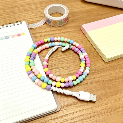 2-in-1 Beaded Charging Cable - Type-C & Lightning