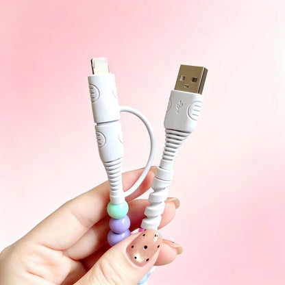 2-in-1 Beaded Charging Cable - Type-C & Lightning